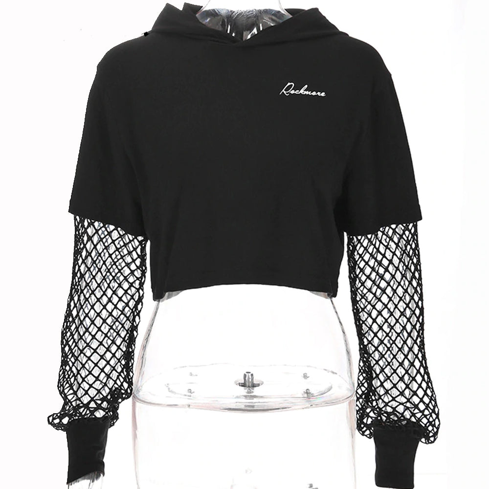 Fish net Long-sleeve Hooded
