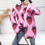 Shirts Cartoon Print Devil Purple