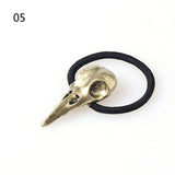 Punk Hair Tie Gothic Raven Skull Elastic