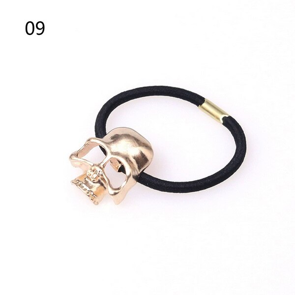 Punk Hair Tie Gothic Raven Skull Elastic