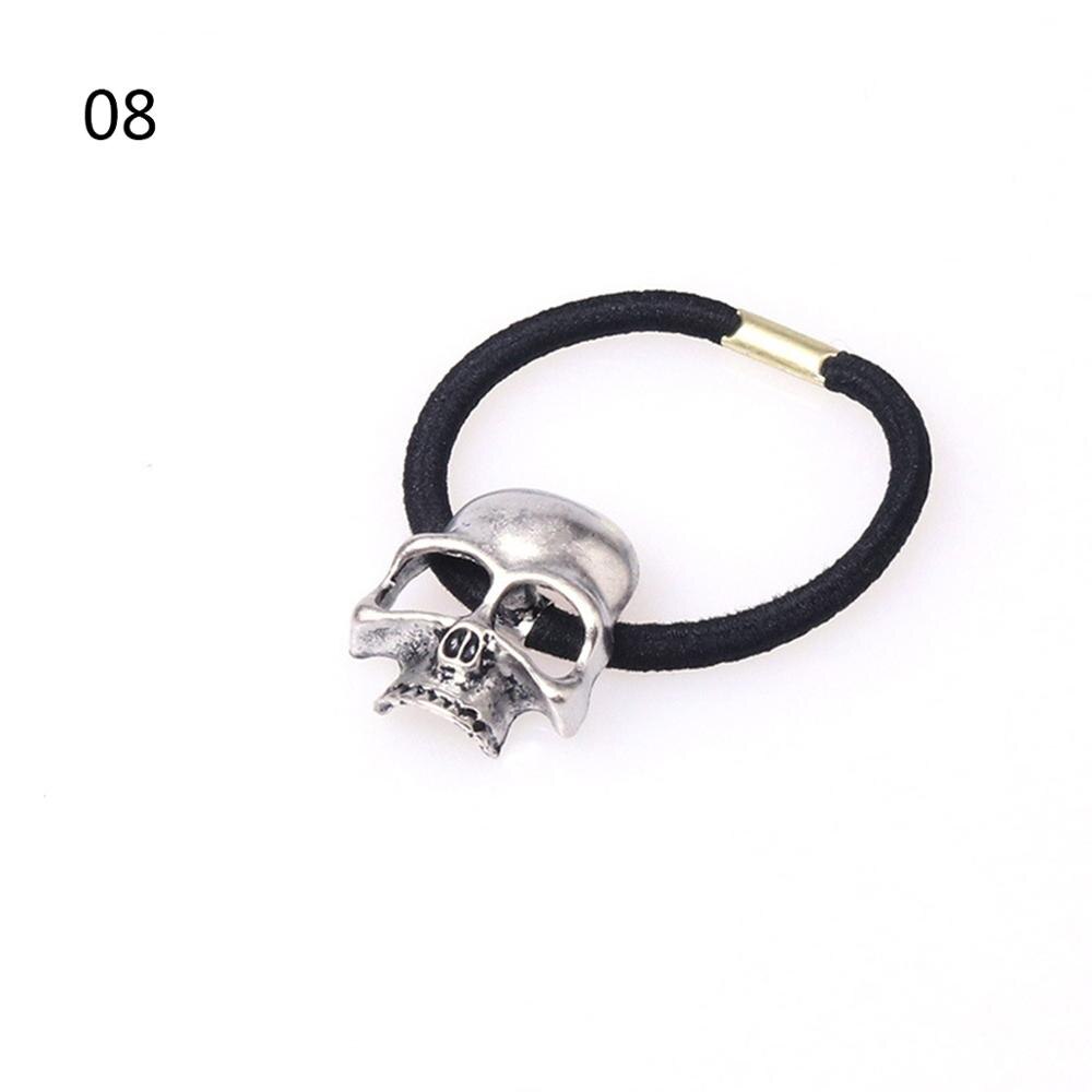 Punk Hair Tie Gothic Raven Skull Elastic