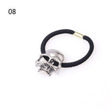 Punk Hair Tie Gothic Raven Skull Elastic