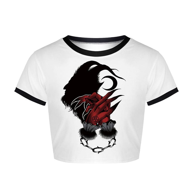 Gothic Halloween Graphic Top Tees