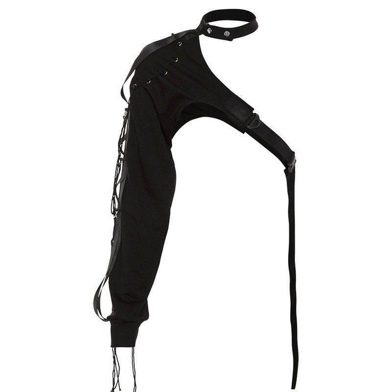 Jacket Buckle Ribbon One Shoulder
