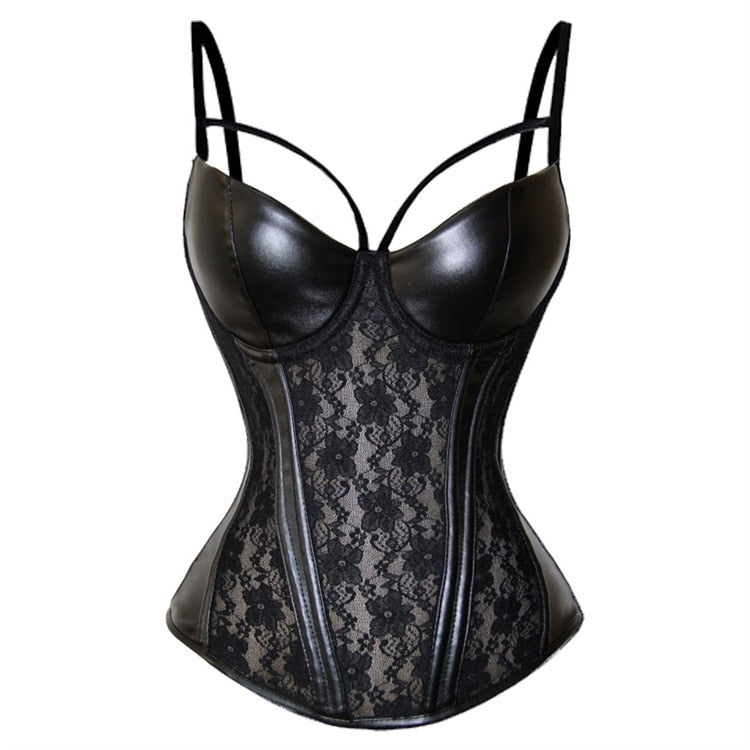 Sexy Corset Synthetic Leather Lace Steampunk