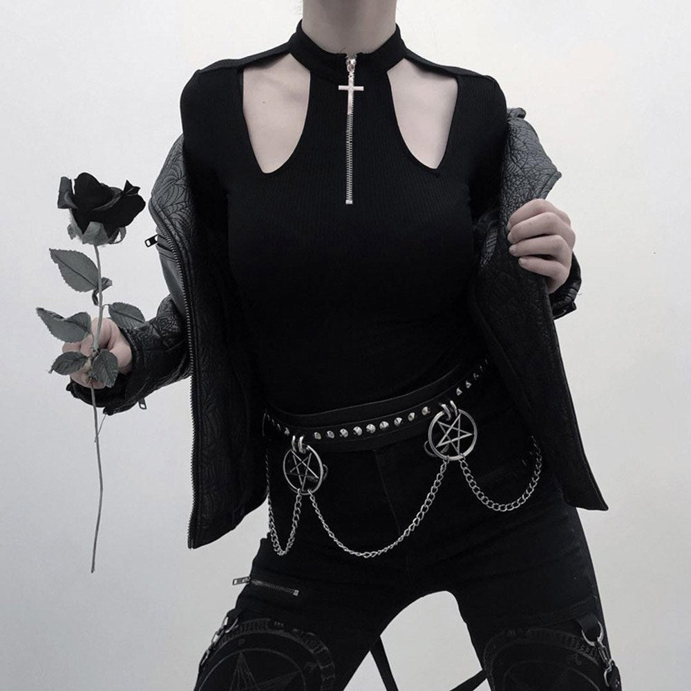 Gothic Sweaters Black Chic Cool