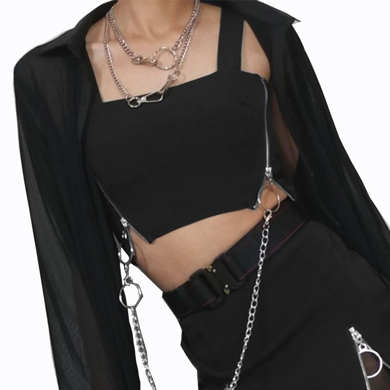 Mini Skirt Sexy Crop Top Two Pieces Sets