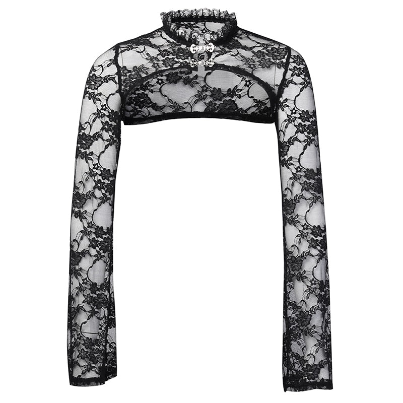 Sexy Lace Short Sweatshirts Women Tops