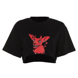 Red Dog Women Crop Tops T-shirt
