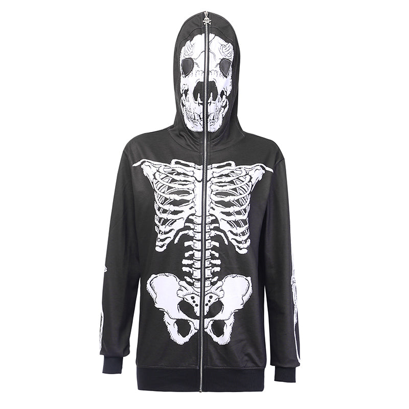 Skull Printed Hooded Halloween