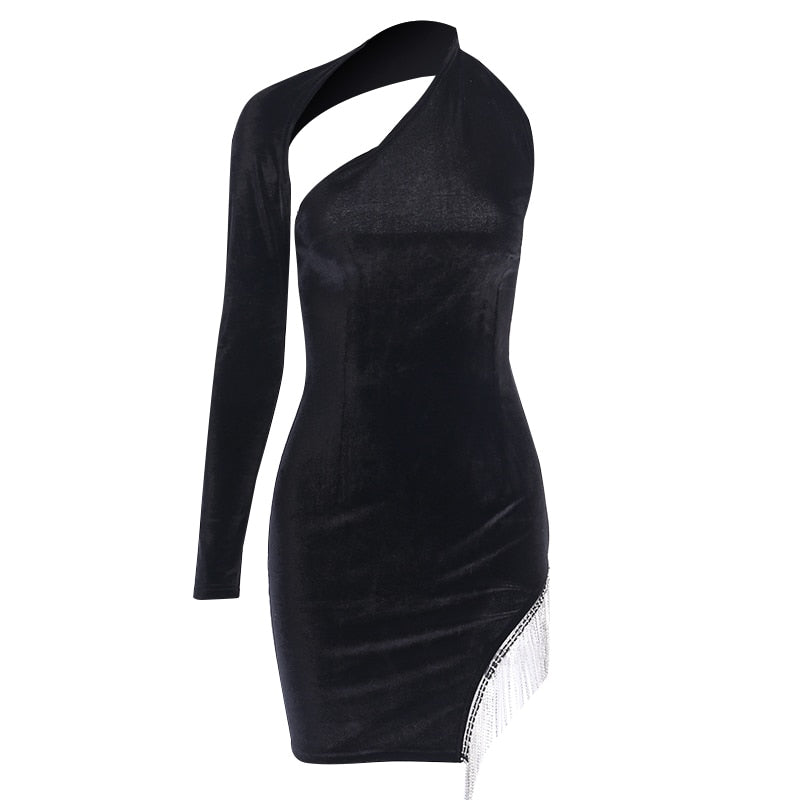 Sexy One-shoulder Black Party Dress