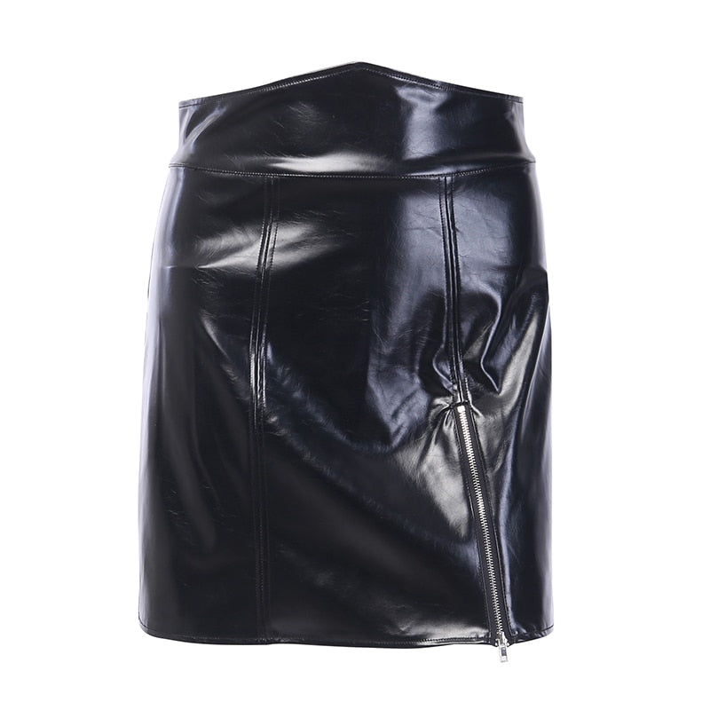 Sexy High Waist Mini Skirt PU Leather
