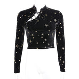 Gothic Pentagram Print Bandage Crop Tops