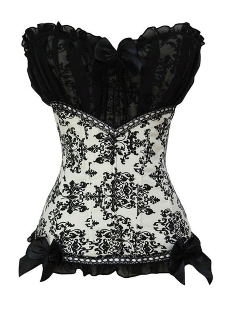 Floral Zipper Overbust Corset