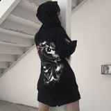 Gothic Hoodies Skull Print Zip-Up