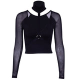 T-shirt women halter long sleeve crop top