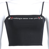 Gothic Tank Tops Backless Letter Print