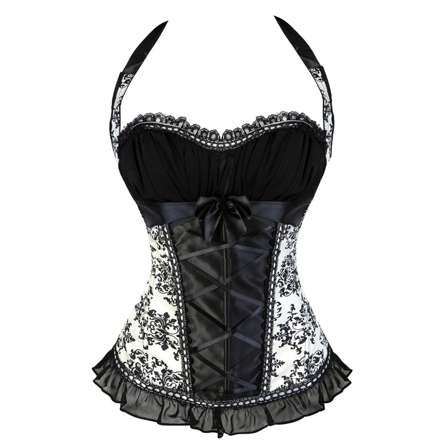 Floral Zipper Overbust Corset