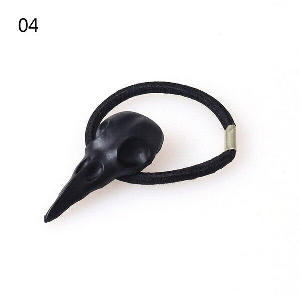 Punk Hair Tie Gothic Raven Skull Elastic