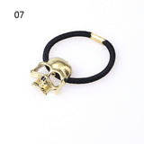 Punk Hair Tie Gothic Raven Skull Elastic