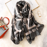 Skull Pure Silk Scarf Ladies Fashion