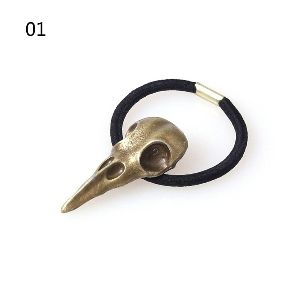 Punk Hair Tie Gothic Raven Skull Elastic