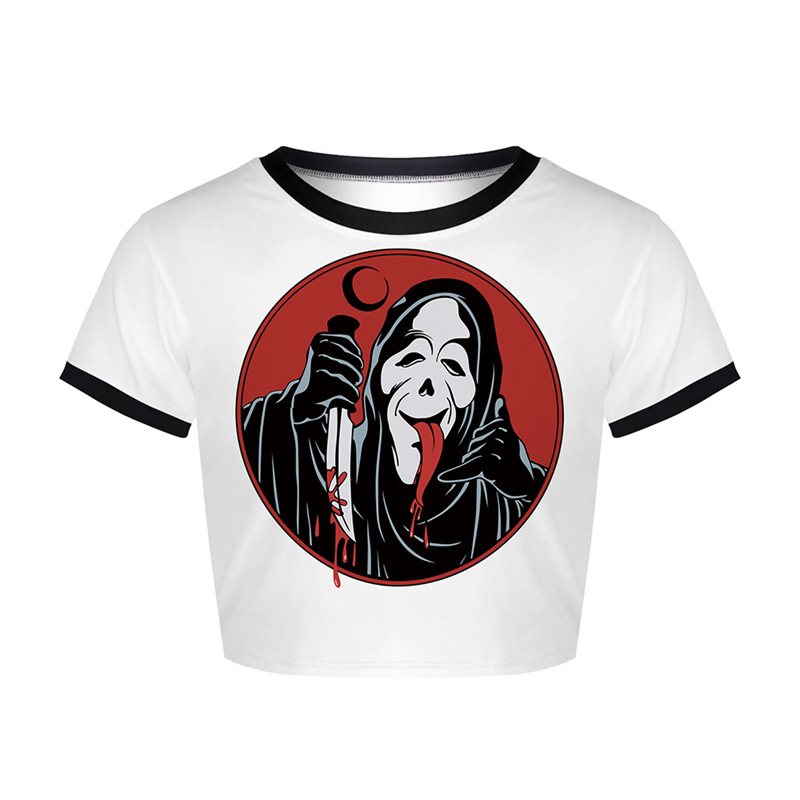 Gothic Halloween Graphic Top Tees