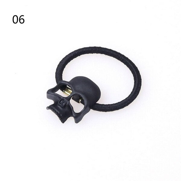 Punk Hair Tie Gothic Raven Skull Elastic