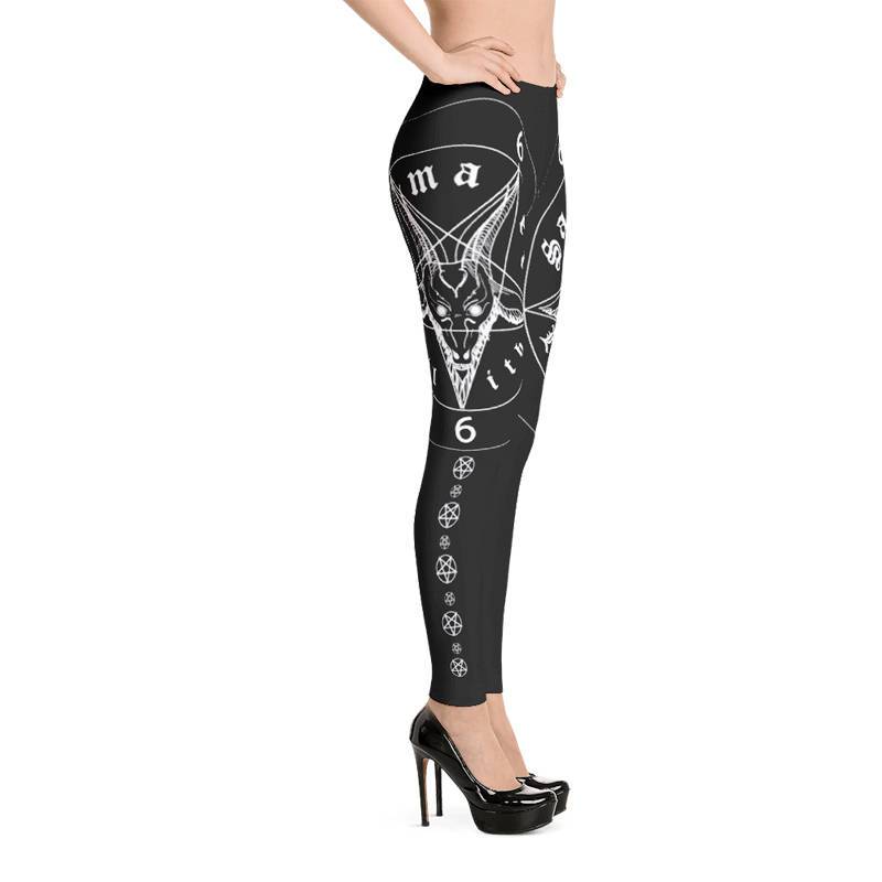 Satanic Pentagram Black Printed Leggings