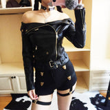 Punk Shorts Metal Leopard Button