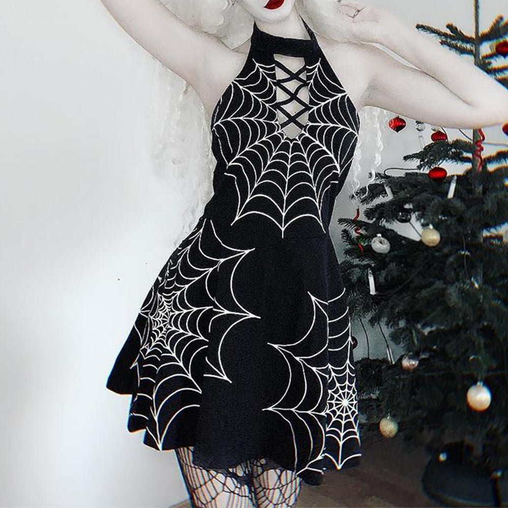 Spider Web Print Dress