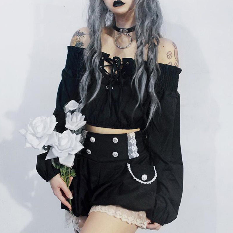 Hollow Out Pleated T-shirts