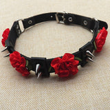 Leather Black Nacklace Rose Women Chockers
