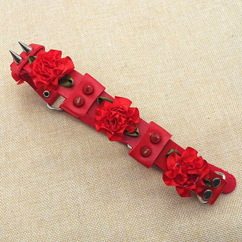 Leather Black Nacklace Rose Women Chockers