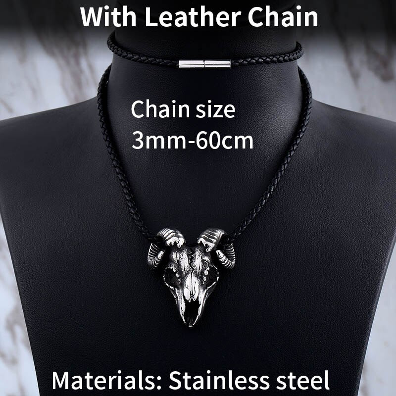 Stainless steel Vikings Sheep head pendant necklace jewelry for man