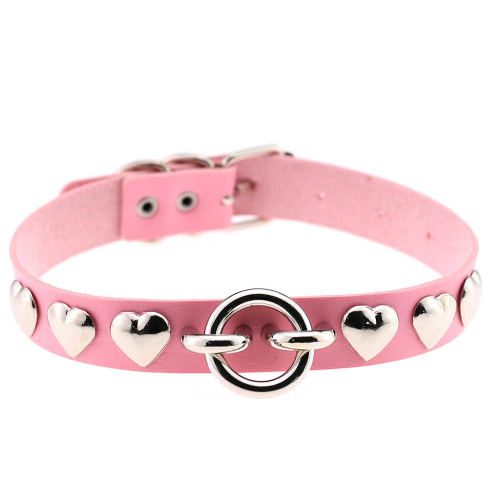 Leather Heart Choker Necklace