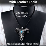 Steel soldier goat skull skeleton pendant necklace