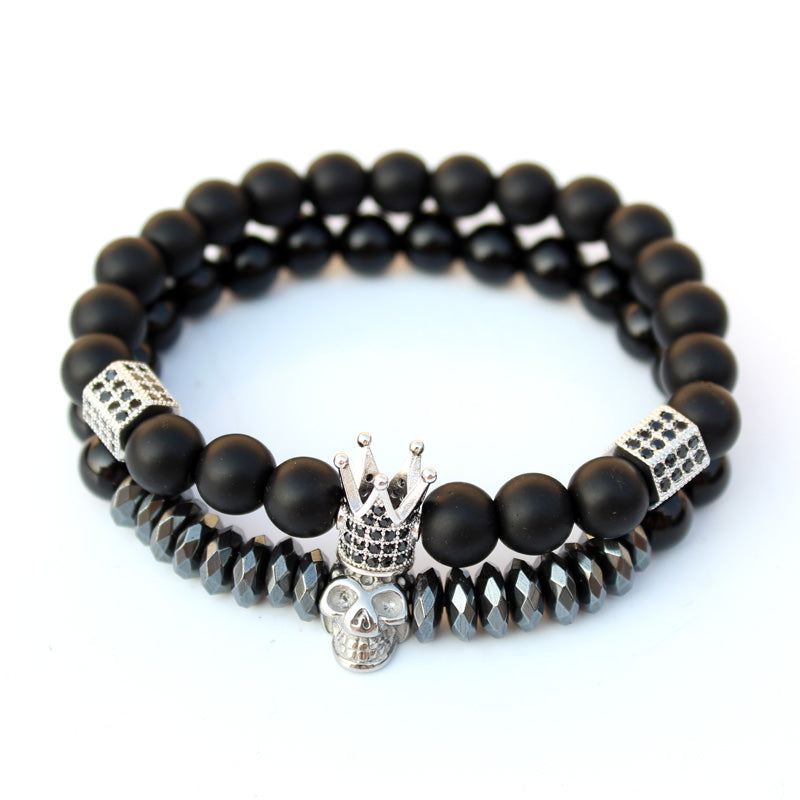Stone Beads Skull Bracelet