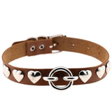 Leather Heart Choker Necklace