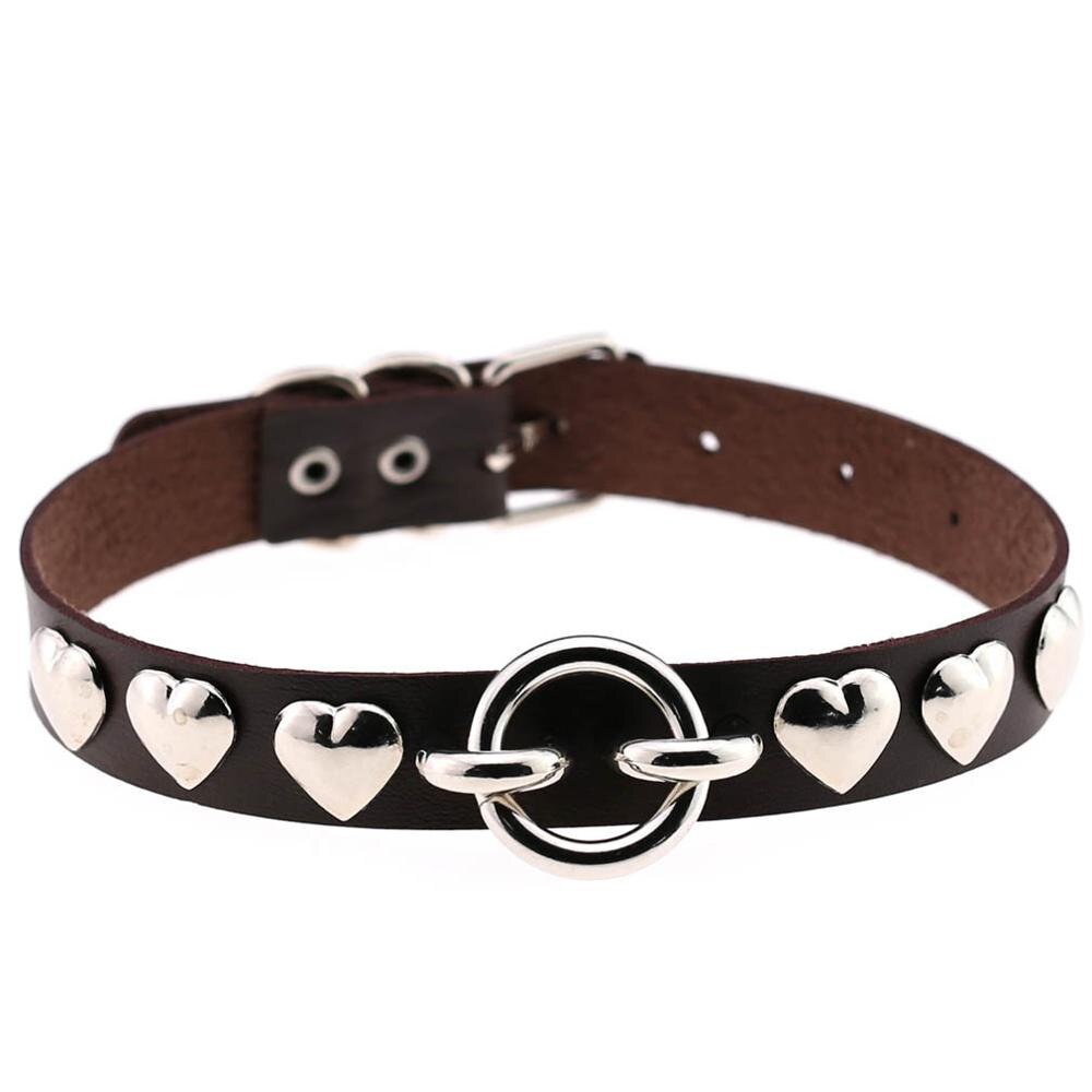Leather Heart Choker Necklace