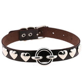 Leather Heart Choker Necklace