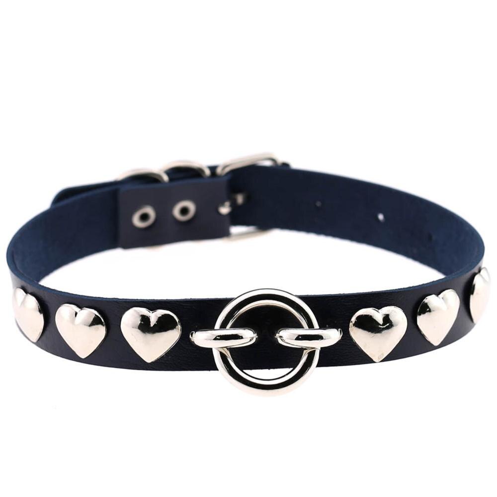 Leather Heart Choker Necklace