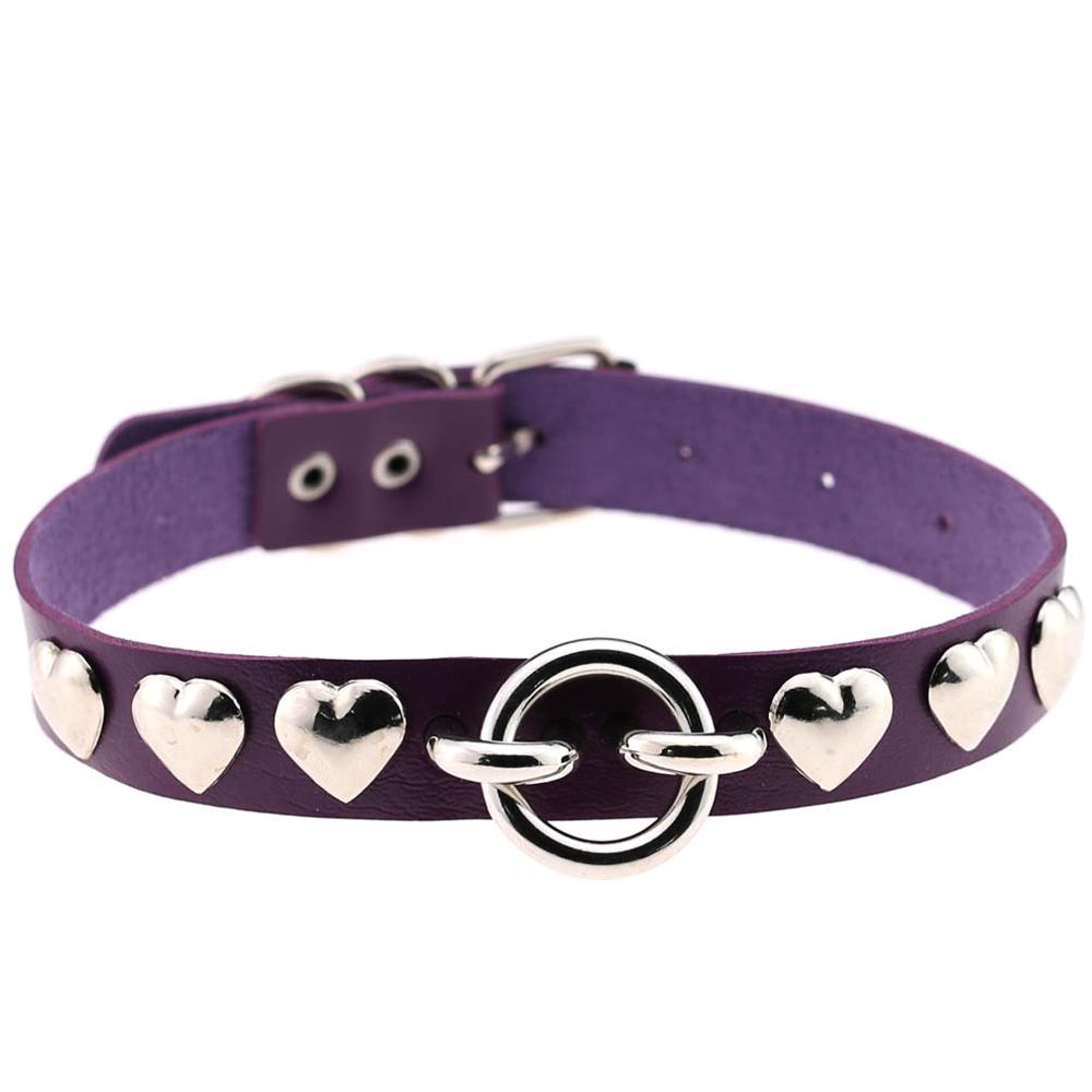 Leather Heart Choker Necklace