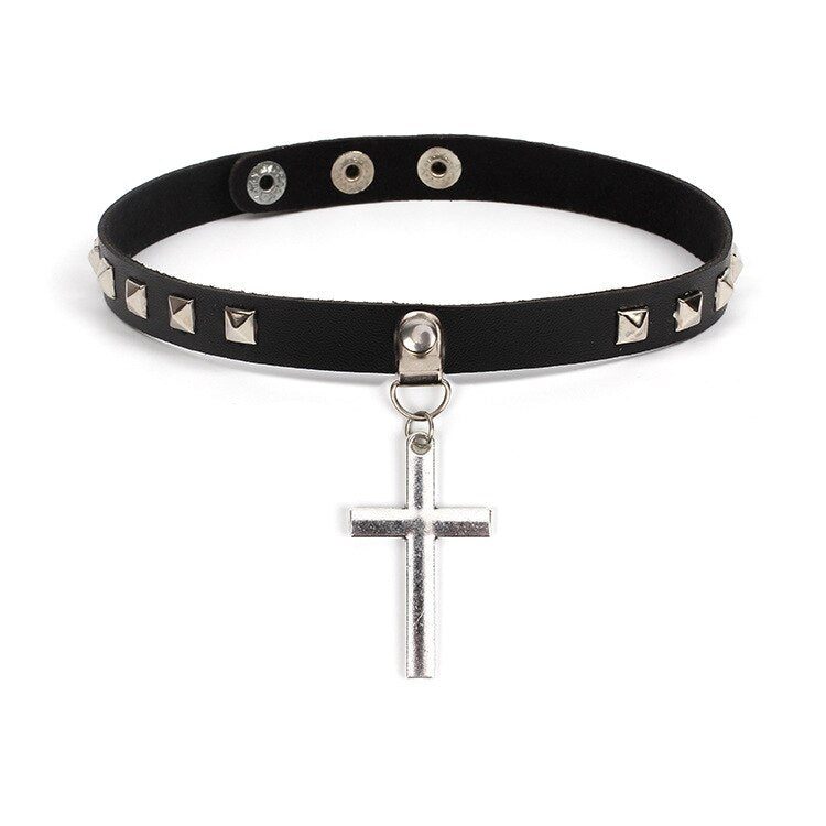 Spike Choker Gothic PU Leather