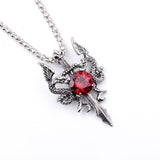 Double Dragon Cross Pendant Necklace Jewelry