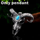 Steel soldier goat skull skeleton pendant necklace