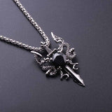 Double Dragon Cross Pendant Necklace Jewelry
