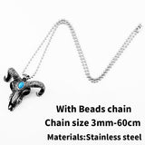 Steel soldier goat skull skeleton pendant necklace