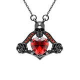 Skull Flower Pendant Love Heart