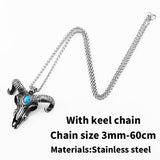 Steel soldier goat skull skeleton pendant necklace